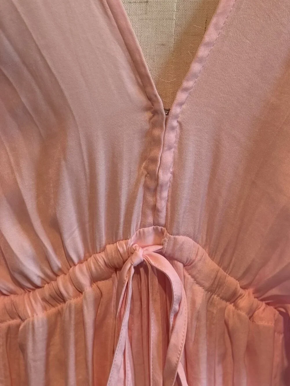 Free People Pink Boho Pleated Long Sleeve Mini Slip Dress S - Picture 3 of 8